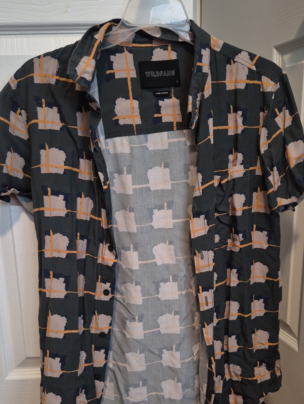 Wildfang Empower Short Sleeve Button-Up with Gray and Yellow